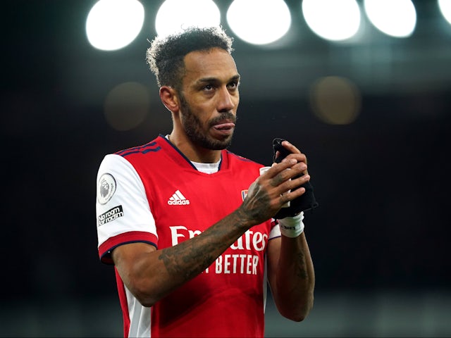 Pierre-Emerick Aubameyang in action for Arsenal in December 2021