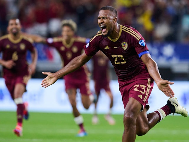 Venezuela's Salomon Rondon celebrates his goal on July 5, 2024