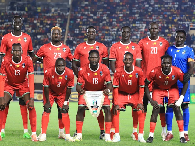  Players of South Sudan pose for a group photo before clash against Uganda on October 13, 2024