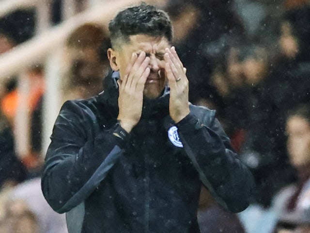 Stevenage manager Alex Revell reacts during his side's EFL Trophy match against Peterborough United, on October 8, 2024