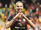 Galatasaray Women's Andrea Staskova celebrates after scoring on September 19, 2024