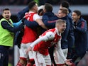 Arsenal celebrate Reiss Nelson's goal against Bournemouth on March 4, 2023