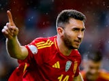 Spain's Aymeric Laporte celebrates scoring on October 15, 2024