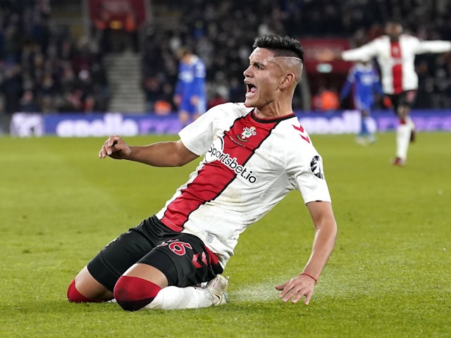 Southampton forward Carlos Alcaraz celebrates scoring on March 4, 2023