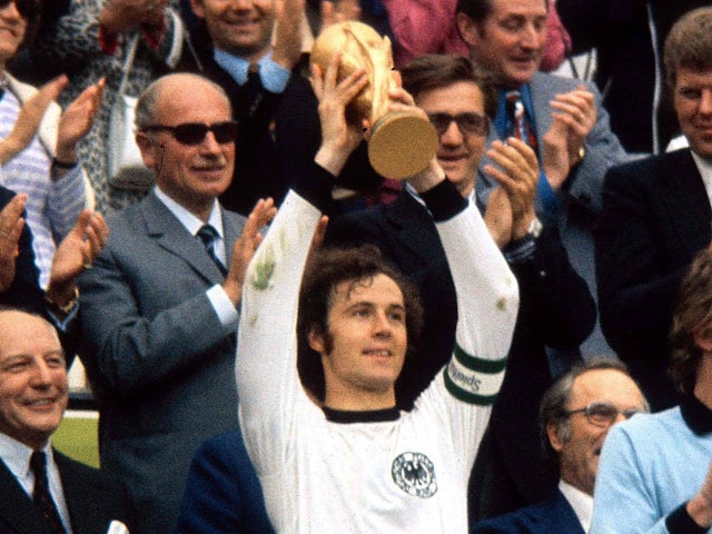 Franz Beckenbauer lifts the World Cup in 1974