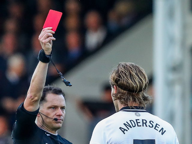 Fulham's Joachim Andersen is sent off on October 19, 2024