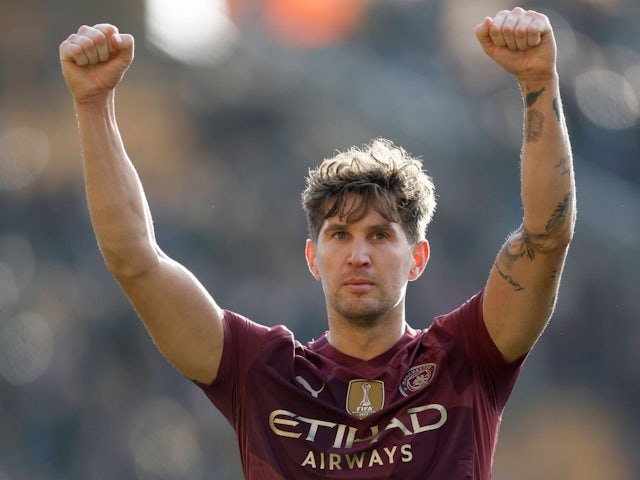 Manchester City's John Stones celebrates on October 20, 2024