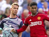 Brentford's Kristoffer Ajer and Manchester United's Marcus Rashford in action on October 7, 2023