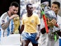 Lionel Messi, Pele and Cristiano Ronaldo in a collage for the greatest players of all time