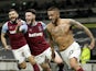 Manuel Lanzini celebrates scoring for West Ham United against Tottenham Hotspur on October 18, 2020