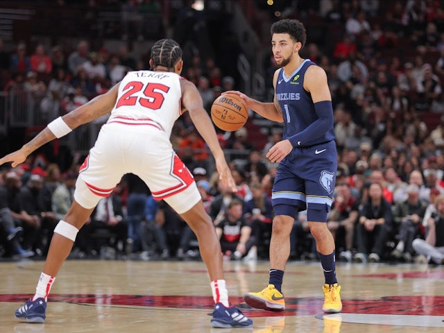 Scotty Pippen Jr. of the Memphis Grizzlies in action against the Chicago Bulls on October 12, 2024