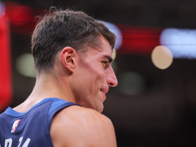  Minnesota Timberwolves center Luka Garza (55) during the second half of a preseason game on October 18, 2024