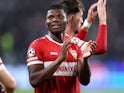 El Bilal Toure of VfB Stuttgart celebrates at the end of his side's Champions League match against Juventus, on October 22, 2024