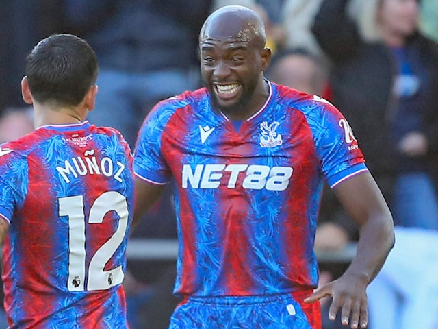 Crystal Palace's Jean-Philippe Mateta celebrates scoring on October 26, 2024