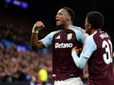 Aston Villa's Jhon Duran celebrates scoring his side's second goal against Bologna in the Champions League, on October 22, 2024