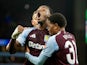 Aston Villa's Jhon Duran celebrates scoring his side's second goal against Bologna during their Champions League clash, on October 22, 2024