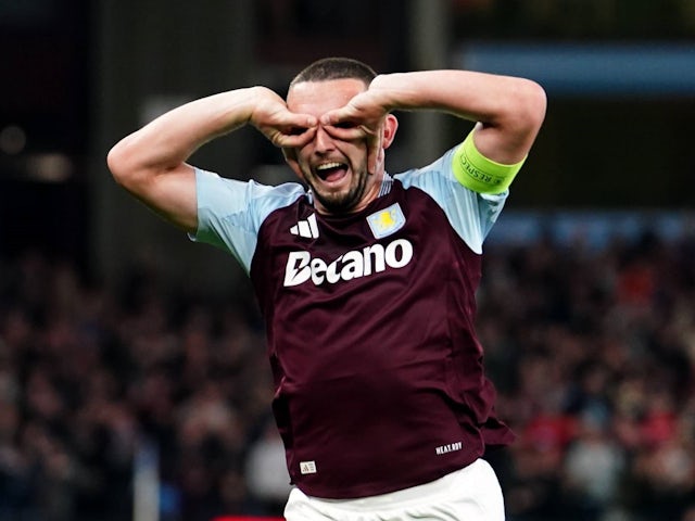 Aston Villa's John McGinn celebrates scoring his side's first goal in the Champions League group stage match against Bologna, on October 22, 2024