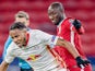 Liverpool's Naby Keita in action with RB Leipzig's Christopher Nkunku on March 10, 2021