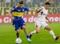 Exequiel Zeballos of Boca Juniors and Julio Soler of Lanus on October 18, 2024