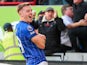 Liam Delap of Ipswich Town celebrates his goal to make it 3-3 during his side's Premier League match against Brentford, on October 26, 2024