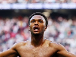 Lois Openda celebrates scoring for RB Leipzig against Freiburg, on October 26, 2024