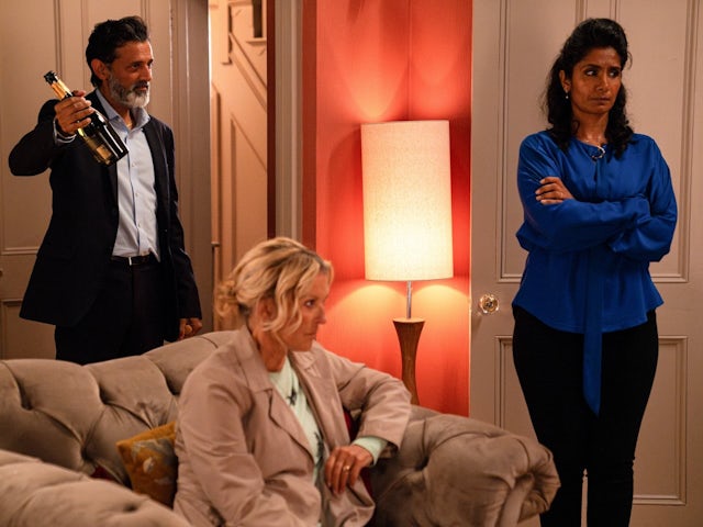 Nish, Kathy and Suki on EastEnders on October 29, 2024