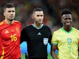 Spain's Rodri and Brazil's Vinicius Junior pictured on March 26, 2024