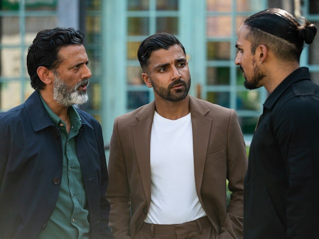 Vinny, Nish and Ravi on EastEnders on October 23, 2024