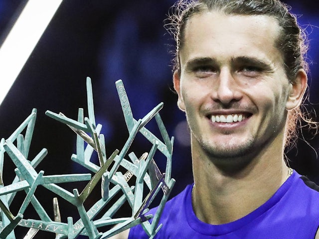 Alexander Zverev poses with the trophy after winning the Paris Masters on November 3, 2024