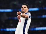 Dominic Solanke celebrates after scoring for Tottenham Hotspur on November 3, 2024