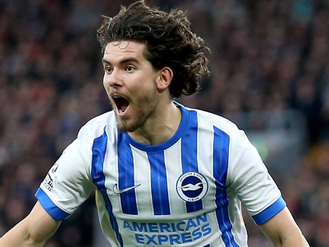 Brighton & Hove Albion's Ferdi Kadioglu celebrates scoring on November 2, 2024