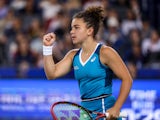 Jasmine Paolini reacts at the Wuhan Open on October 11, 2024