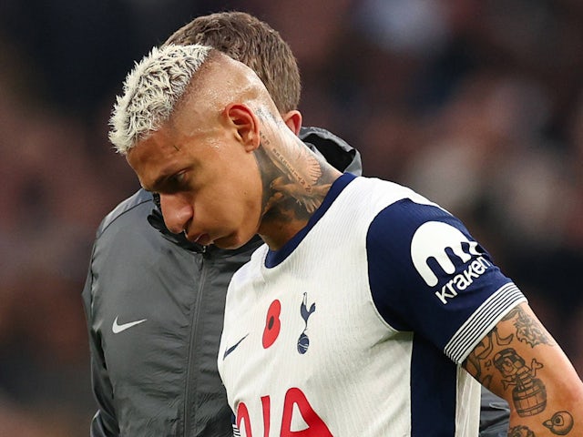 Tottenham Hotspur's Richarlison comes off with an injury on November 3, 2024