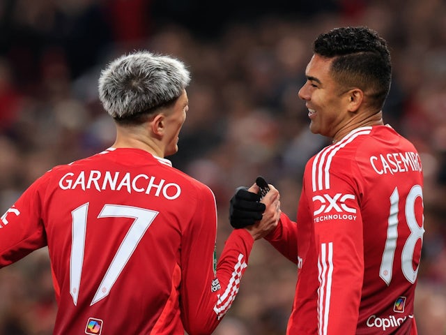 Manchester United's Alejandro Garnacho and Casemiro on October 30, 2024