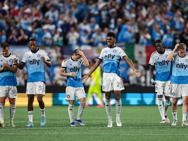  Adilson Malanda and his Charlotte FC teammates react to a goal scored on November 1, 2024