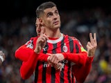 AC Milan's Alvaro Morata celebrates scoring on November 5, 2024