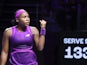 Coco Gauff reacts at the WTA Finals on November 5, 2024