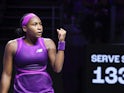 Coco Gauff reacts at the WTA Finals on November 5, 2024