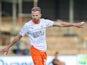 Jordan Rhodes of Blackpool during his side's match against Mansfield Town, on October 5, 2024