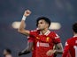 Luis Diaz of Liverpool celebrates his first goal to make it 1-0 during his side's Champions League match against Bayer Leverkusen, on November 5, 2024