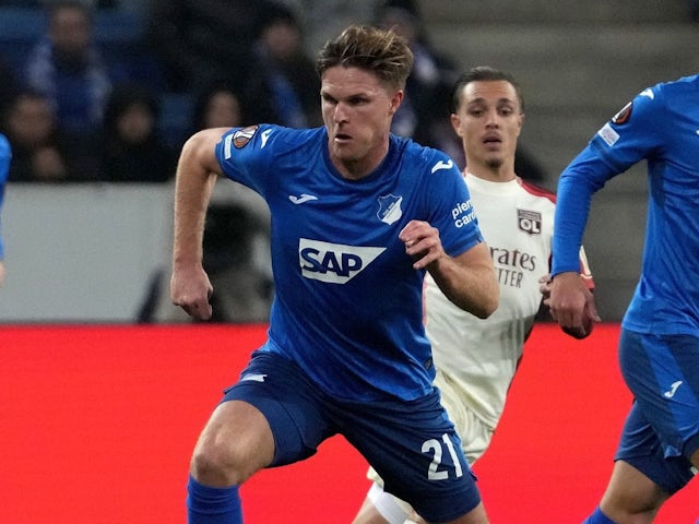 Marius Butler of Hoffenheim during his side's match against Lyon in the Europa League, on November 7, 2024