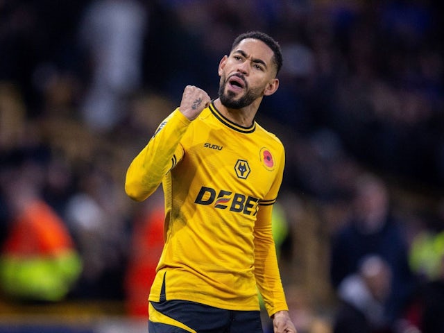 Matheus Cunha celebrates after scoring for Wolverhampton Wanderers on November 9, 2024