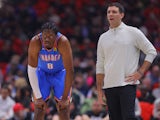  Oklahoma City Thunder forward Jalen Williams (8) and Oklahoma City Thunder head coach Mark Daigneault on November 5, 2024