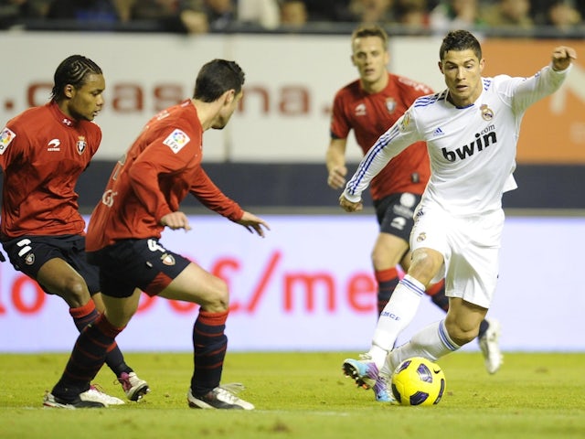 Cristiano Ronaldo in action for Real Madrid against Osasuna on January 30, 2011