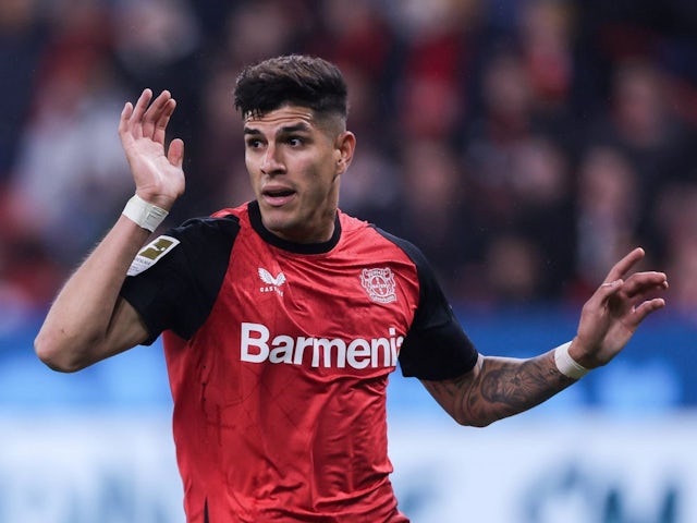 Piero Hincapie of Bayer Leverkusen during his side's match against Stuttgart, on November 1, 2024