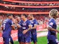 Santa Clara players celebrate after scoring a goal against Benfica on September 14, 2024