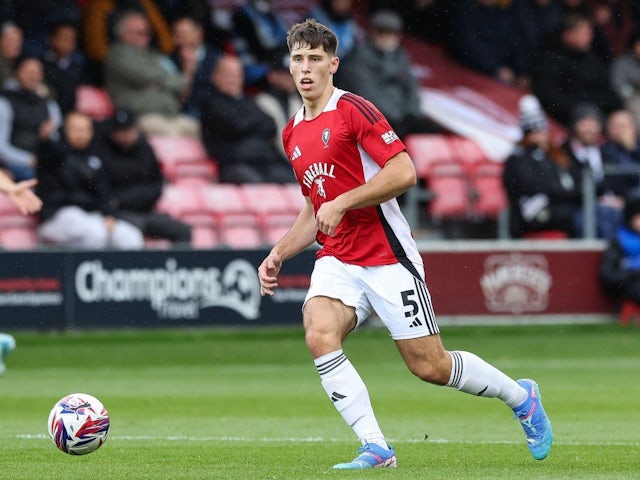 Salford City's Stephen Negru during his side's match against Grimsby Town, on October 12, 2024