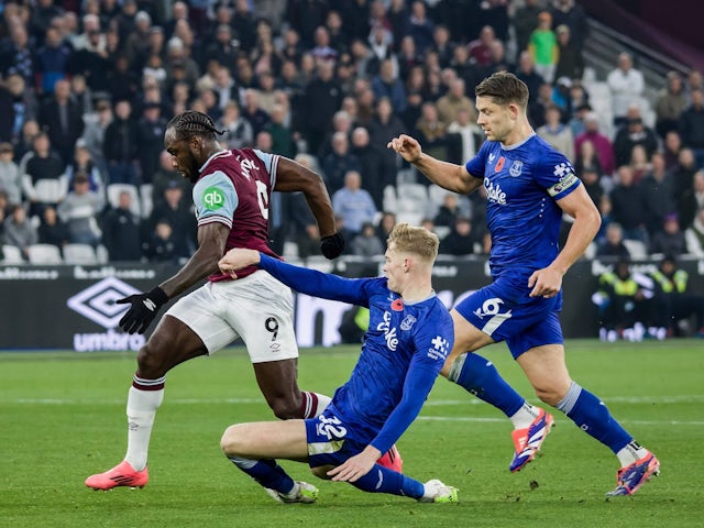 West Ham United's Michail Antonio in action against Everton on November 9, 2024