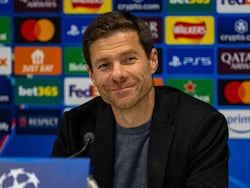 Bayer Leverkusen head coach Xabi Alonso at a press conference on November 4, 2024