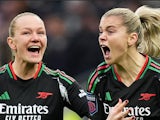 Arsenal Women's Alessia Russo and Frida Maanum celebrate on November 16, 2024